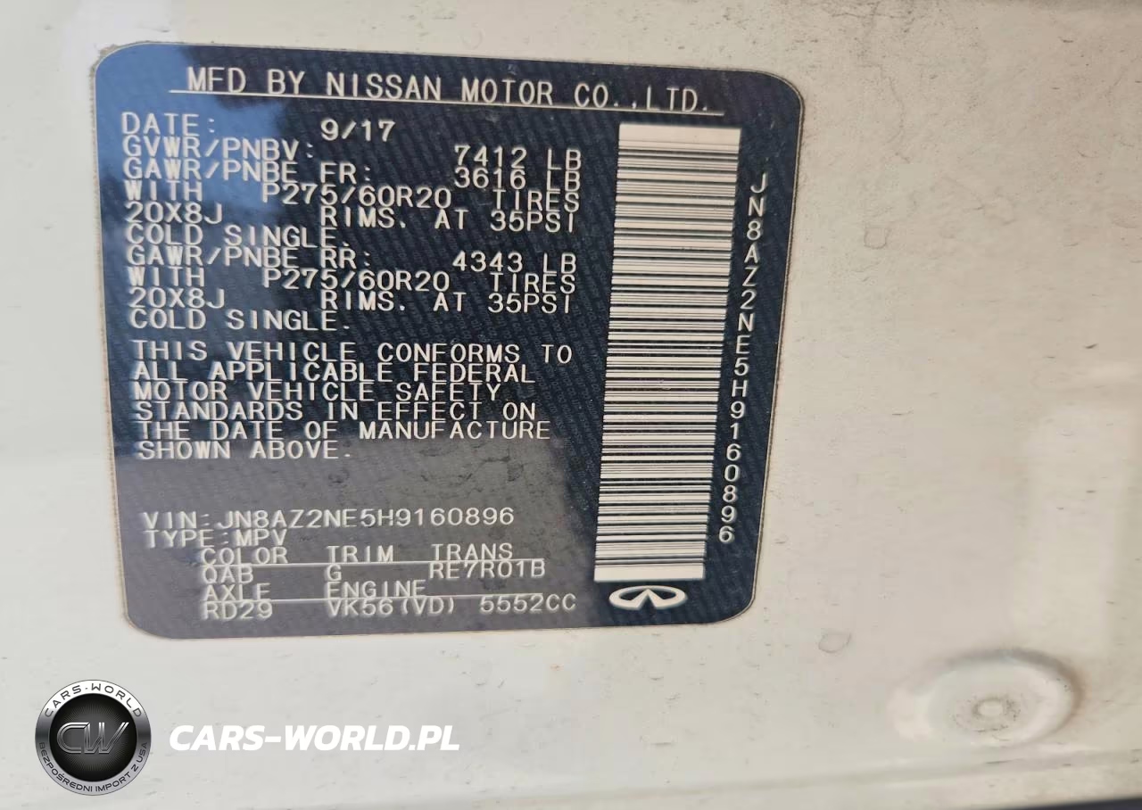 2017 Infiniti Qx80 Base VIN:JN8AZ2NE5H9160896 - 13