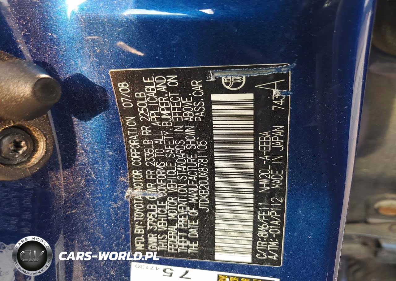 2008 Toyota Prius Base VIN:JTDKB20UX87811051 - 12