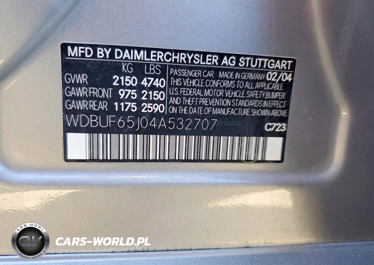 2004 Mercedes-Benz E 320 VIN:WDBUF65J04A532707 - 13