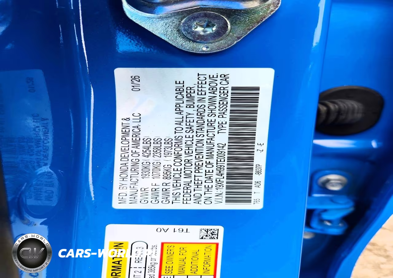 2026 Honda Civic Sport Touring VIN:19XFL4H99TE009142 - 12