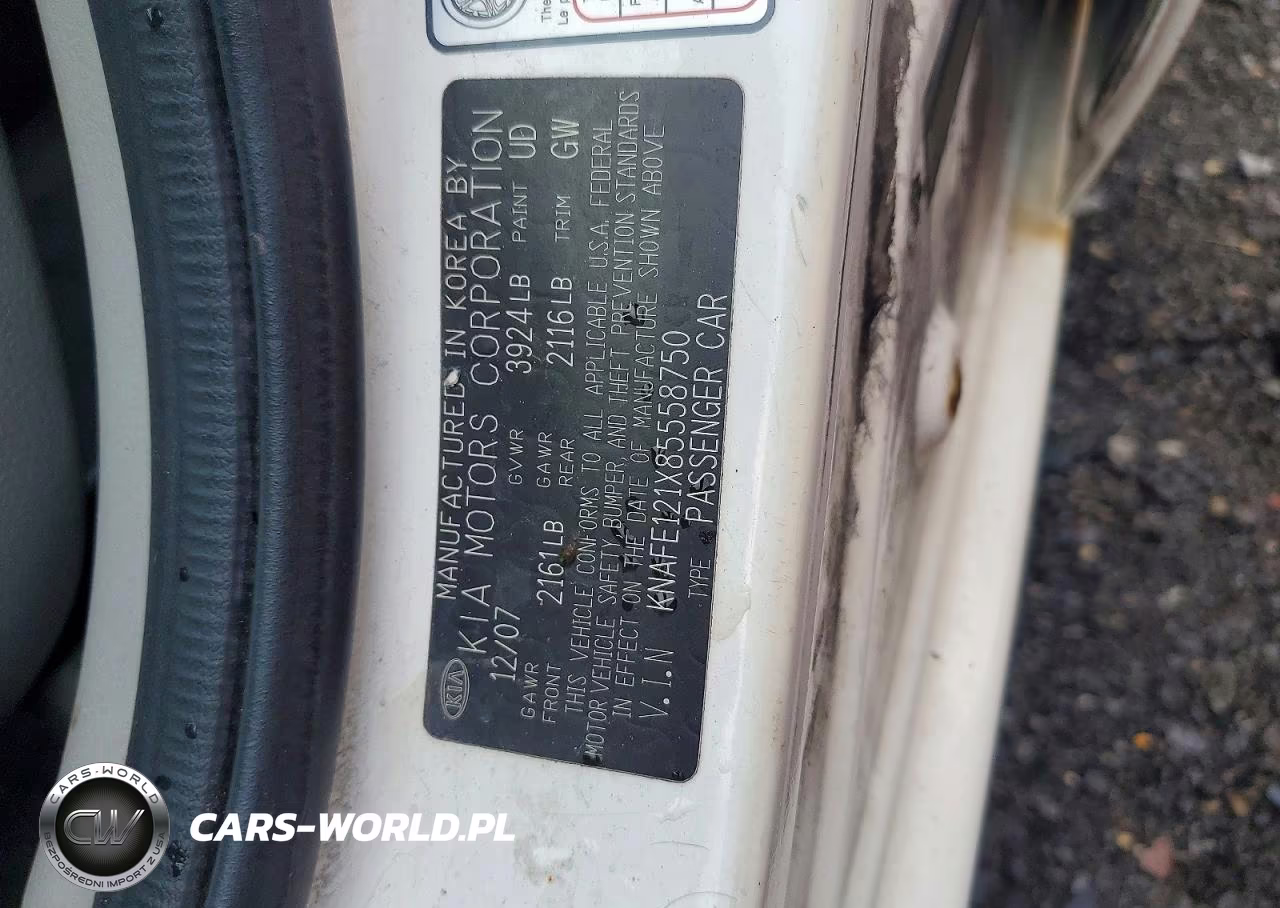 2008 Kia Spectra Lx VIN:KNAFE121X85558750 - 12