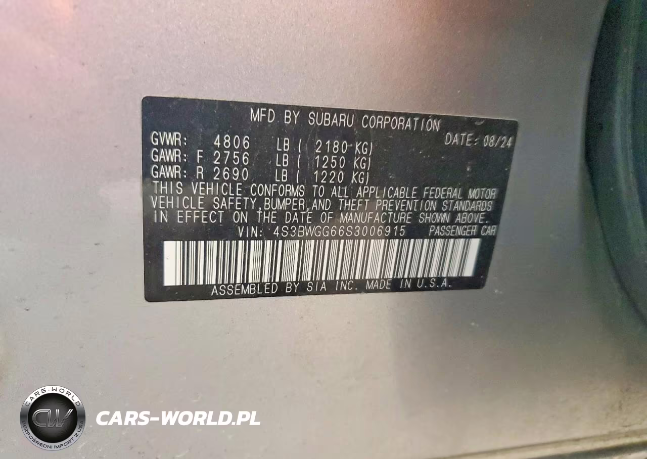 2025 Subaru Legacy Sport VIN:4S3BWGG66S3006915 - 12