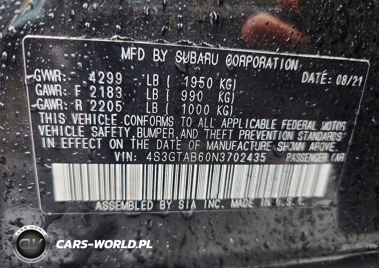 2022 Subaru Impreza VIN:4S3GTAB60N3702435 - 13