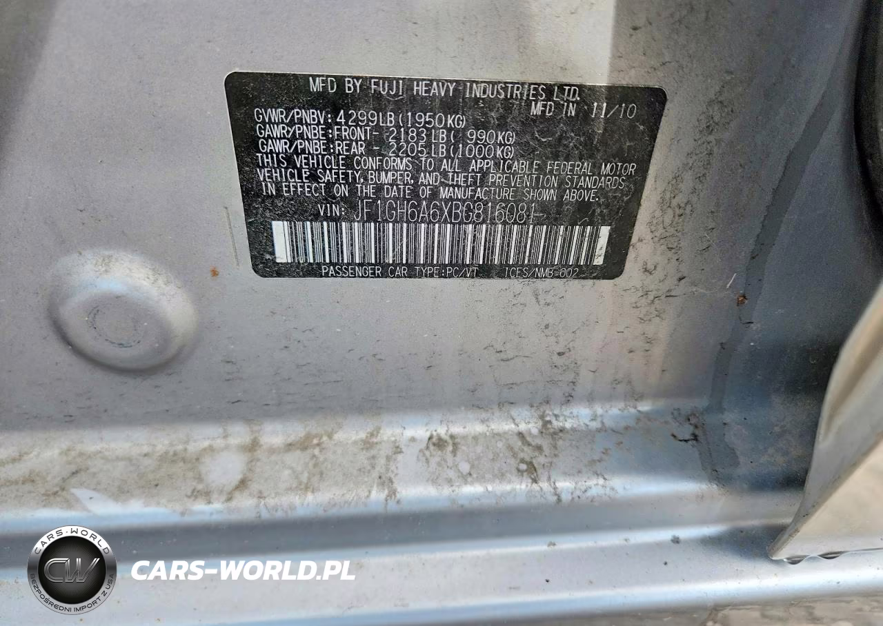 2011 Subaru Impreza 2.5I VIN:JF1GH6A6XBG816081 - 12