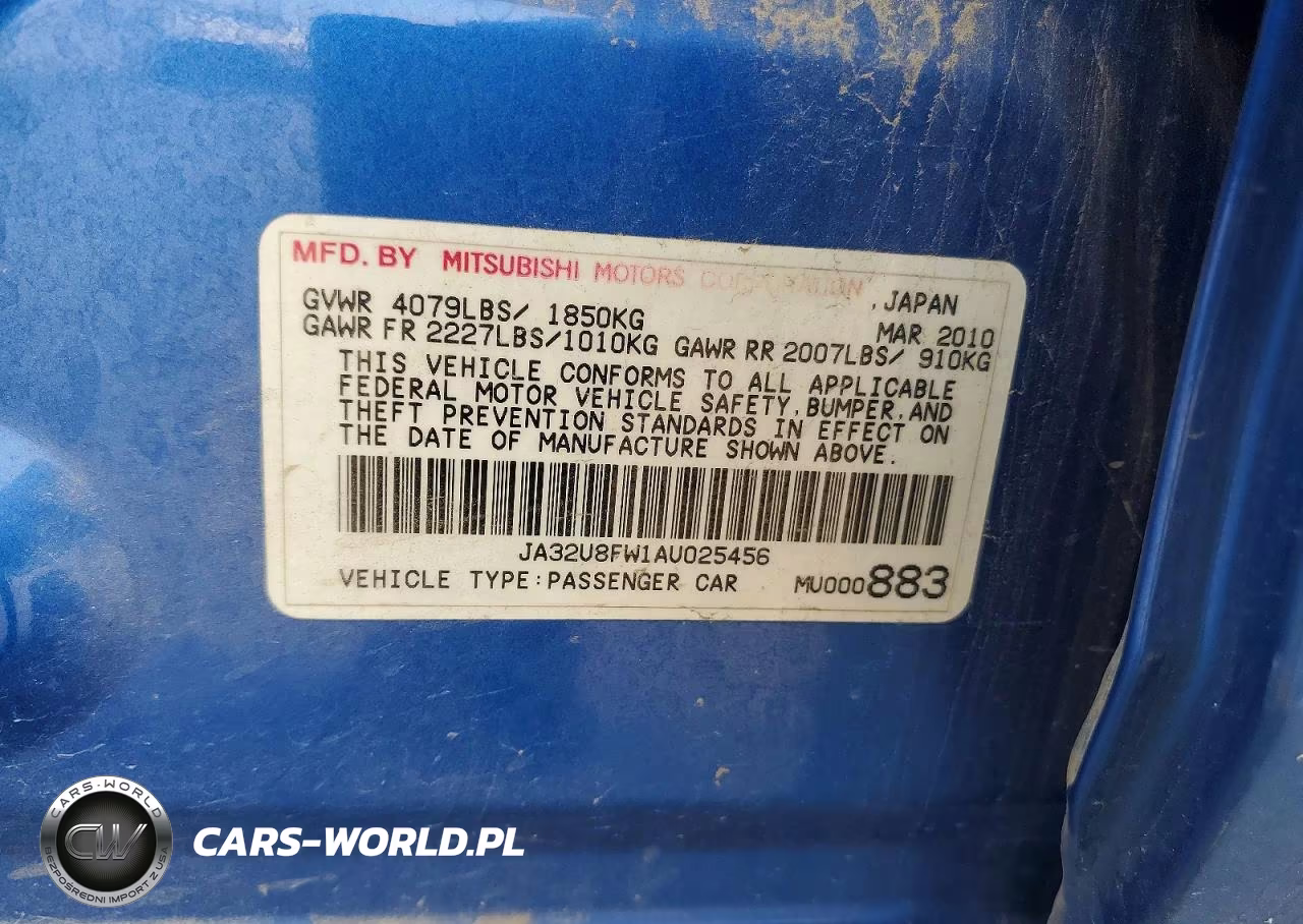 2010 Mitsubishi Lancer VIN:JA32U8FW1AU025456 - 13