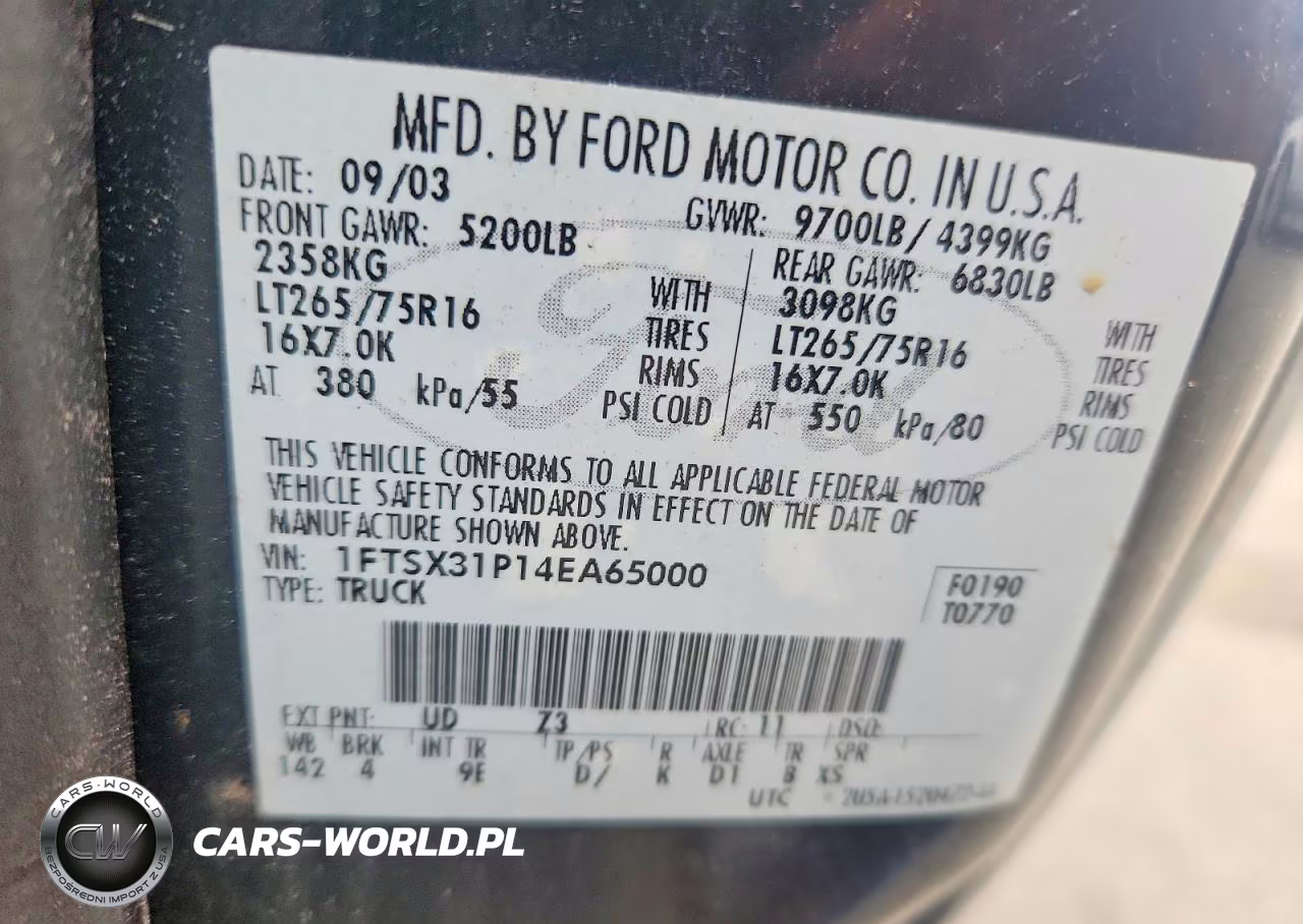 2004 Ford F350 Srw Super Duty VIN:1FTSX31P14EA65000 - 13