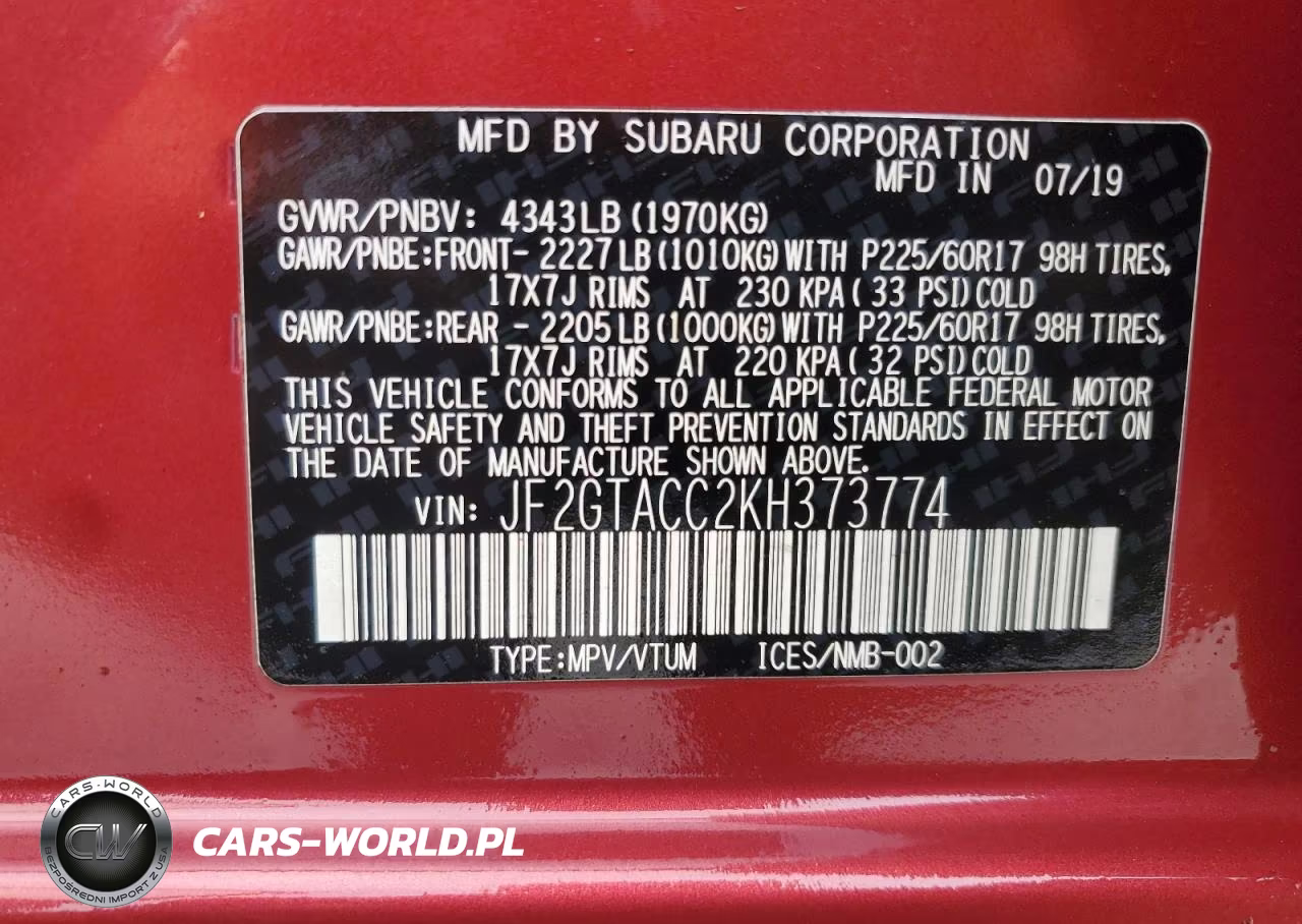 2019 Subaru Crosstrek Premium VIN:JF2GTACC2KH373774 - 13