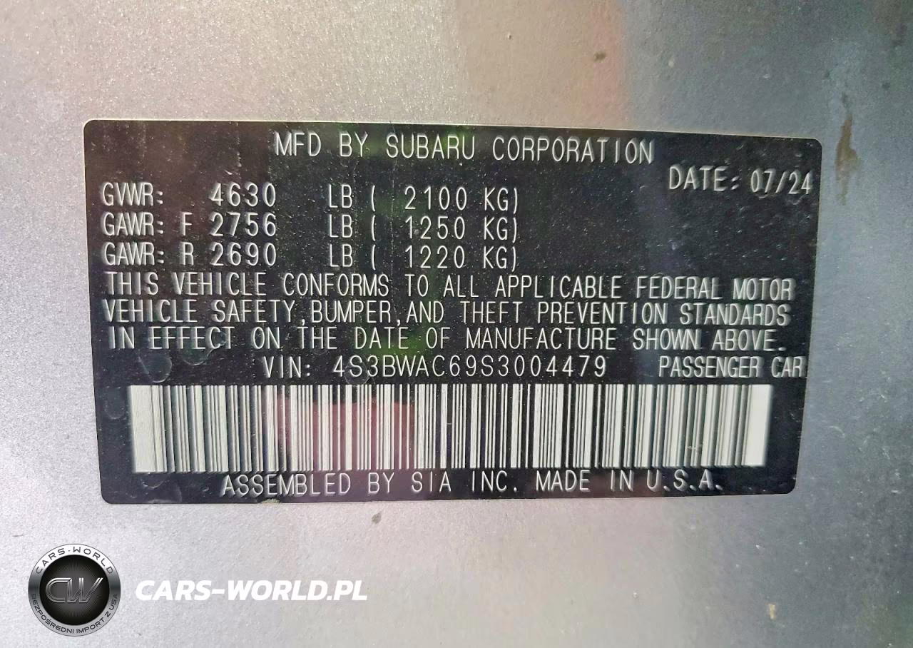 2025 Subaru Legacy Premium VIN:4S3BWAC69S3004479 - 13
