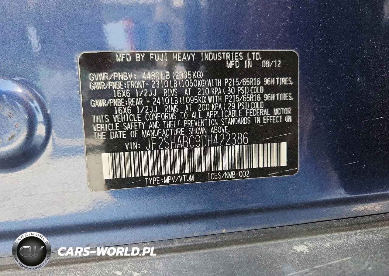 2013 Subaru Forester 2.5X VIN:JF2SHABC9DH422386 - 13