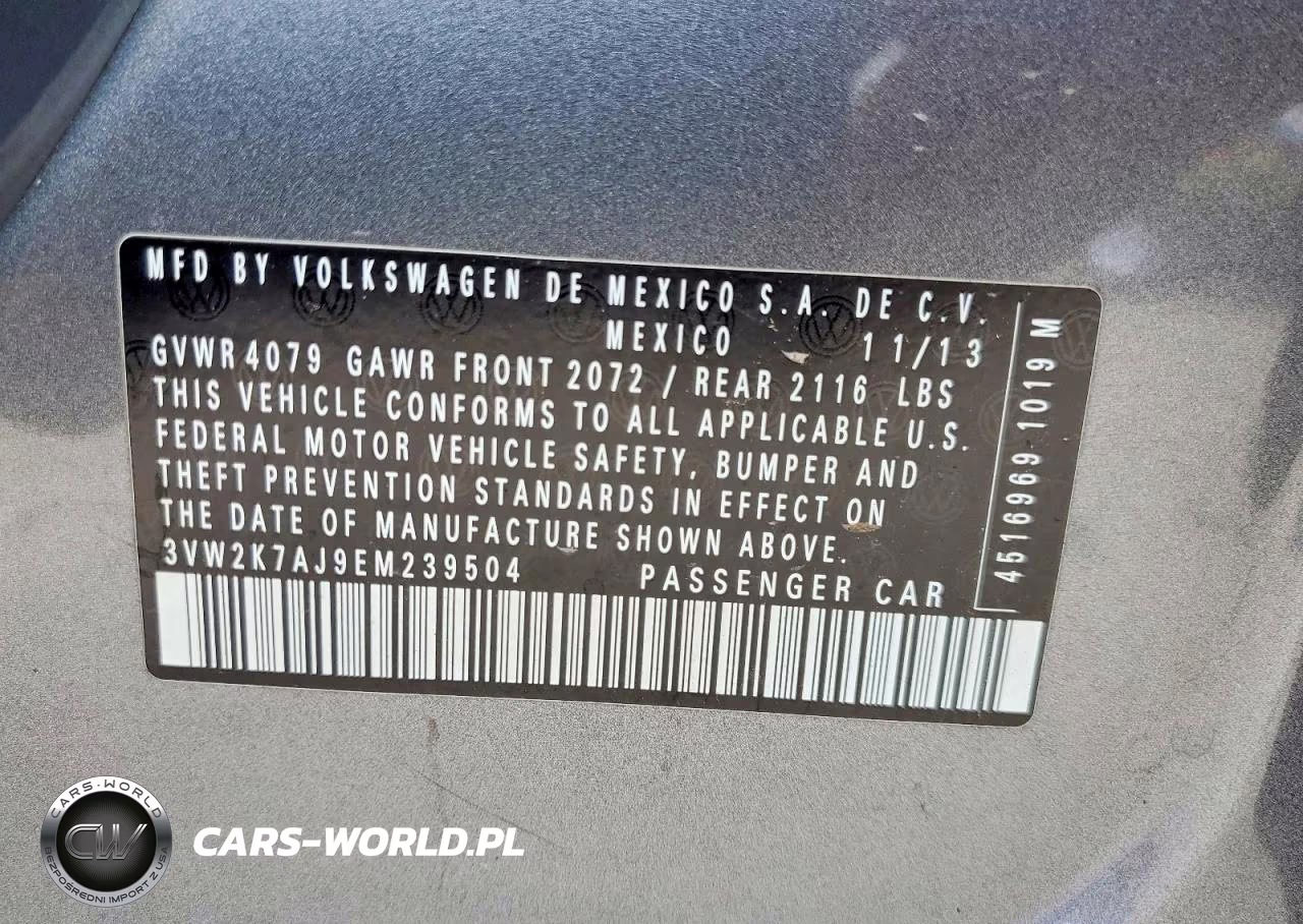 2014 Volkswagen Jetta Base VIN:3VW2K7AJ9EM239504 - 12