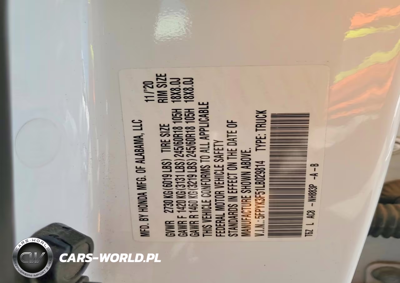 2020 Honda Ridgeline Rtl VIN:5FPYK3F51LB029814 - 13
