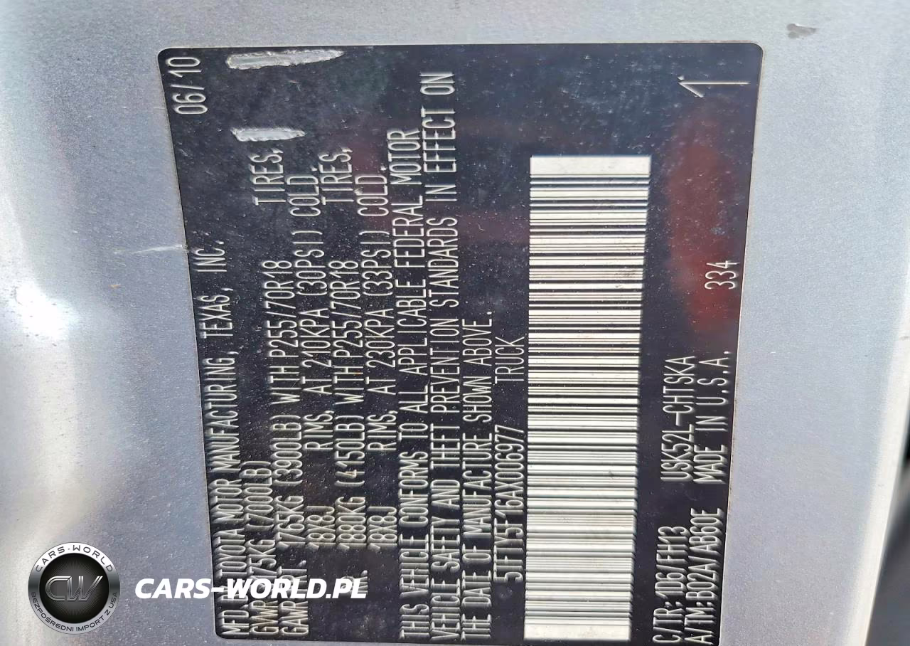 2010 Toyota Tundra Double Cab Sr5 VIN:5TFTY5F16AX006977 - 12