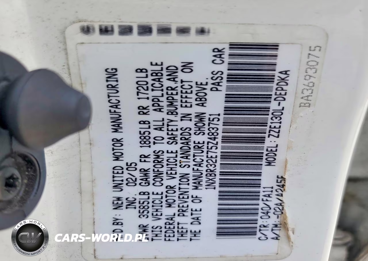 2005 Toyota Corolla Ce VIN:1NXBR32E75Z483751 - 12