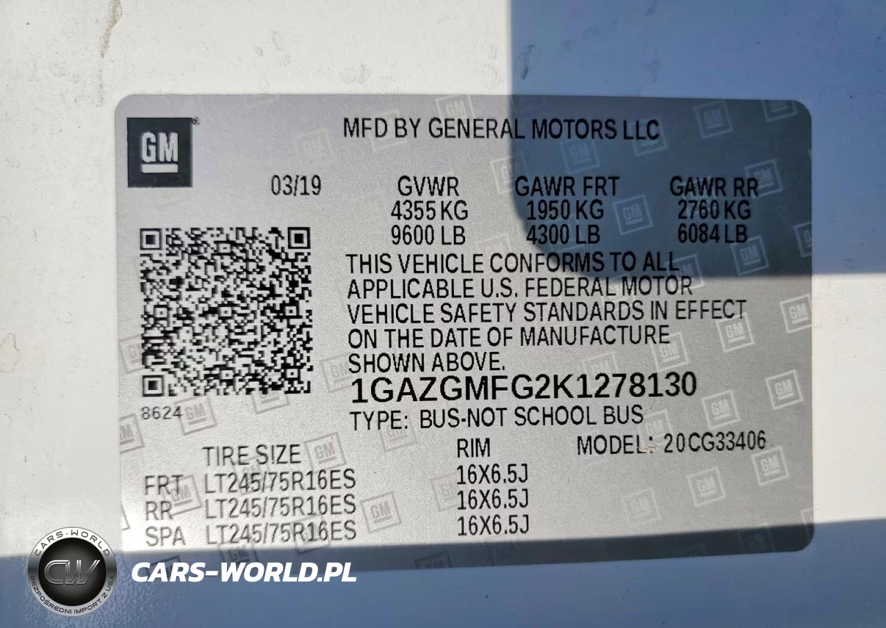 2019 CHEVROLET EXPRESS G3500 LT VIN:1GAZGMFG2K1278130 - 13