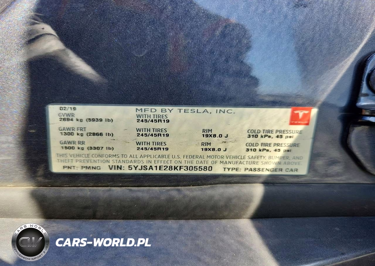 2019 Tesla Model S VIN:5YJSA1E28KF305580 - 12