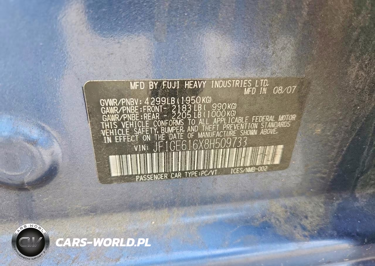 2008 Subaru Impreza 2.5I VIN:JF1GE616X8H509733 - 13