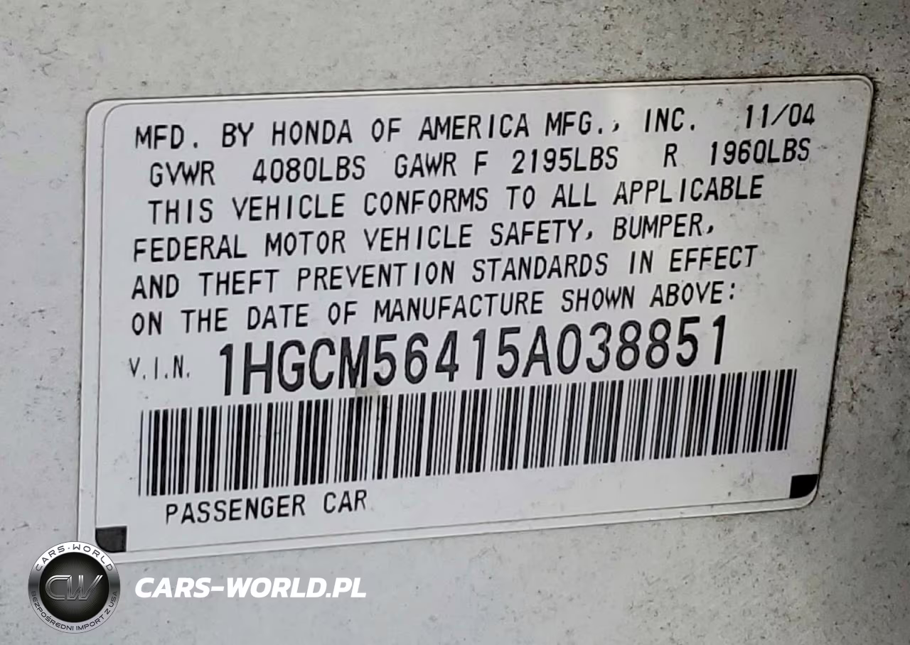 2005 Honda Accord Lx VIN:1HGCM56415A038851 - 13