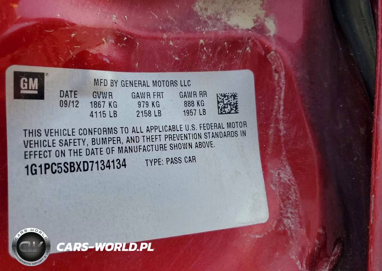 2013 Chevrolet Cruze Lt VIN:1G1PC5SBXD7134134 - 13