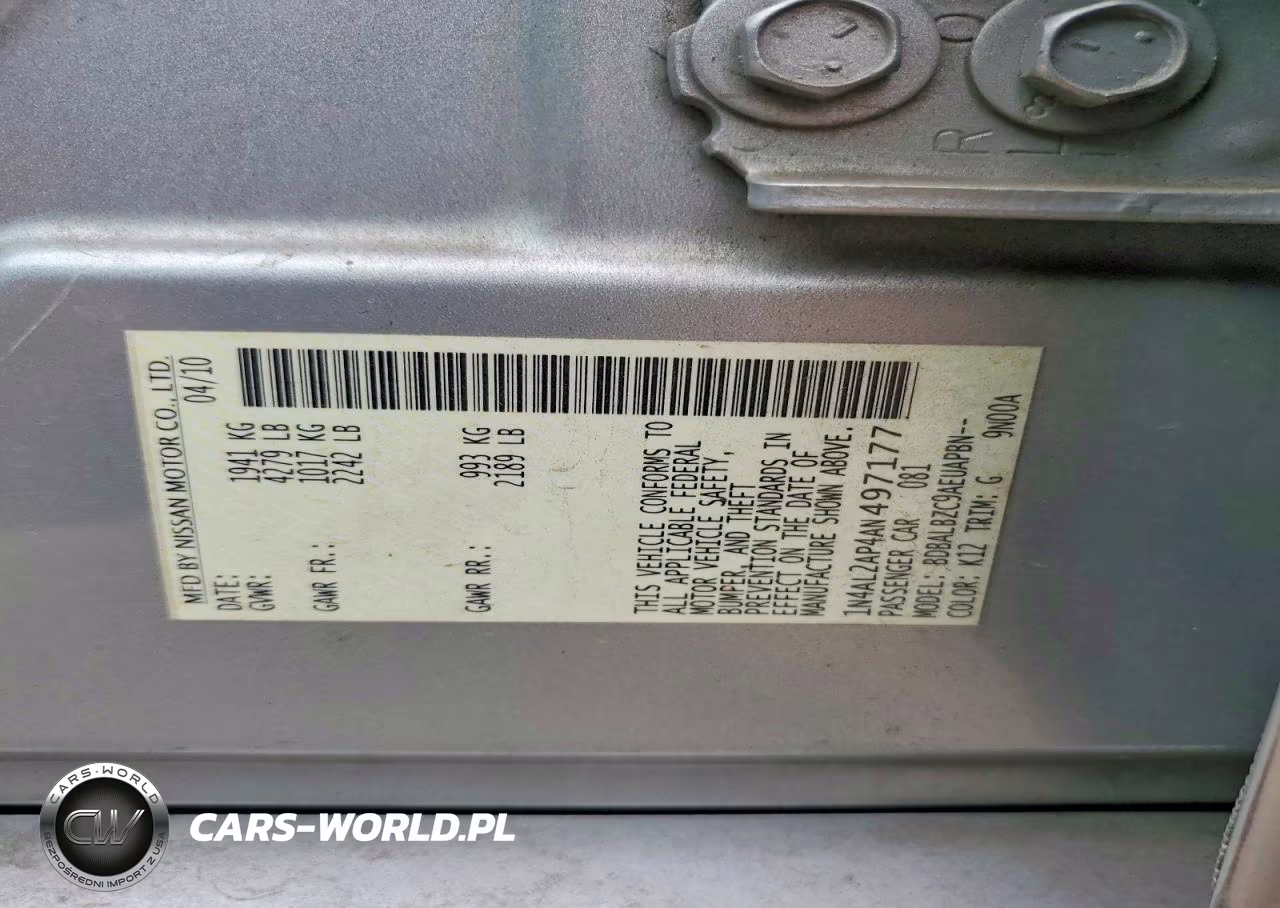 2010 Nissan Altima Base VIN:1N4AL2AP4AN497177 - 12