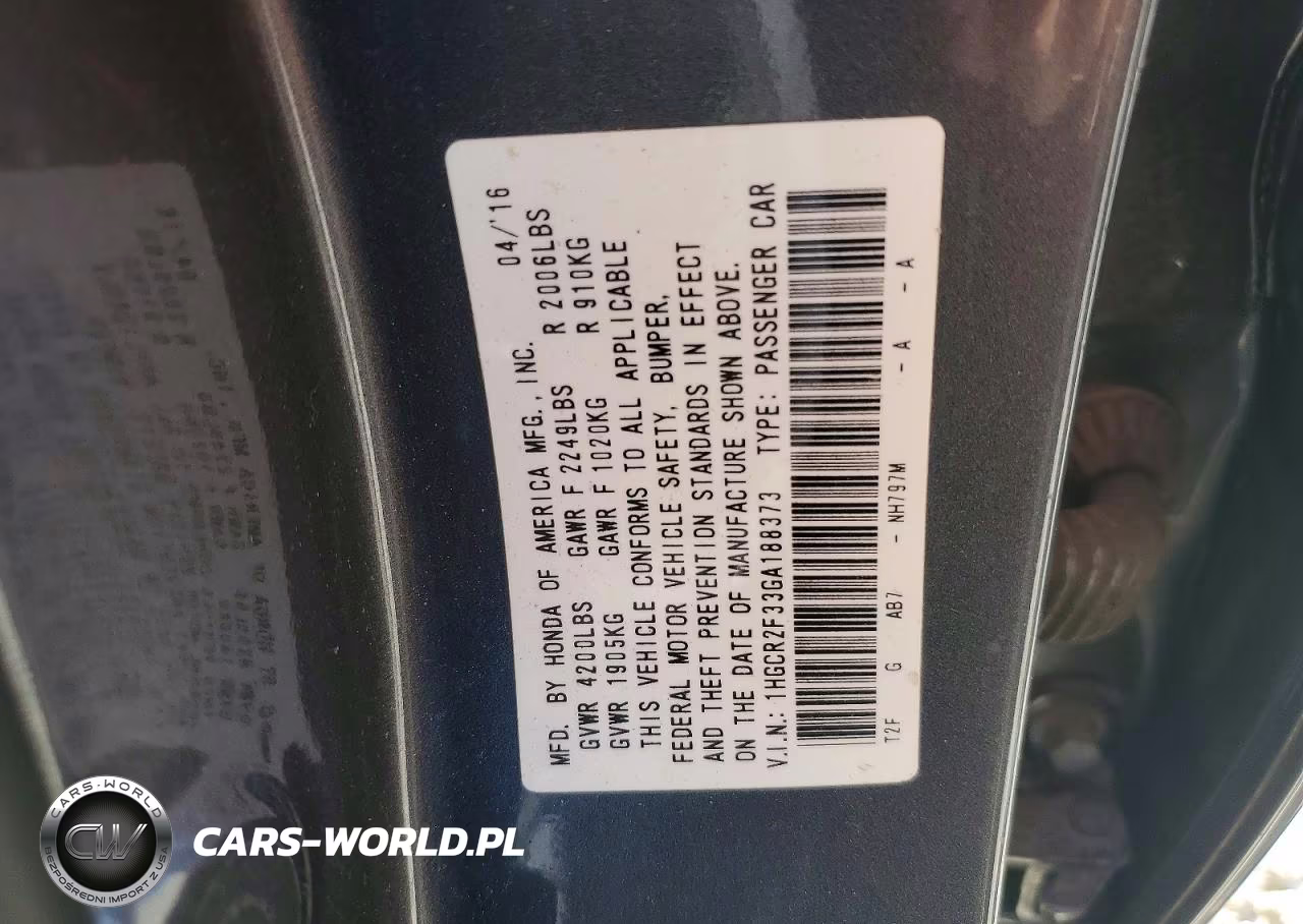 2016 Honda Accord Lx VIN:1HGCR2F33GA188373 - 12