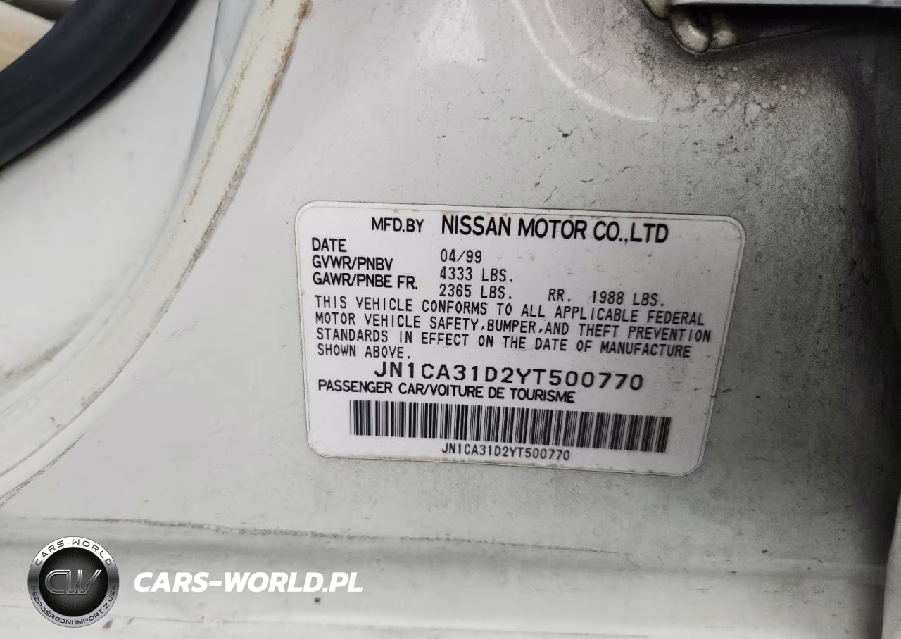 2000 Nissan Maxima Gxe VIN:JN1CA31D2YT500770 - 12
