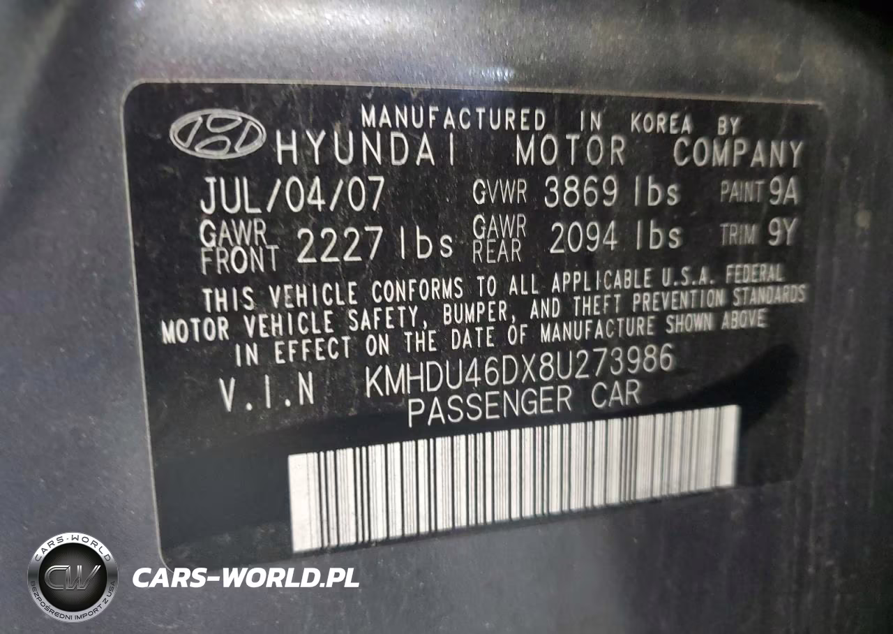 2008 Hyundai Elantra Gls VIN:KMHDU46DX8U273986 - 12