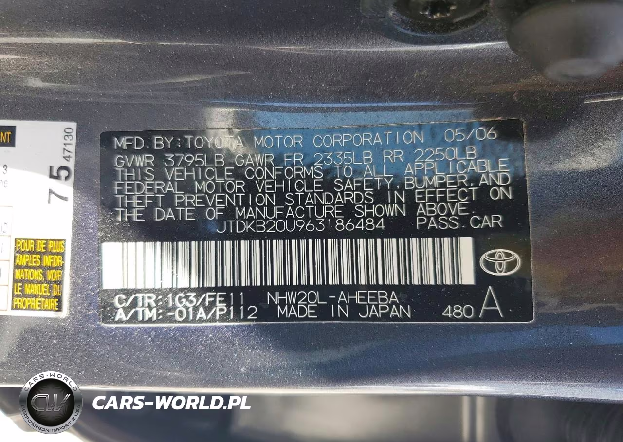 2006 Toyota Prius Base VIN:JTDKB20U963186484 - 12