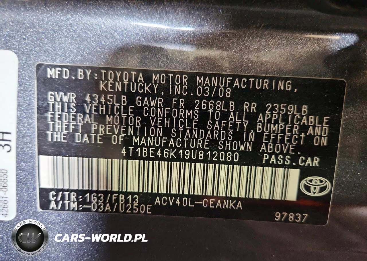 2009 Toyota Camry Le VIN:4T1BE46K19U812080 - 13
