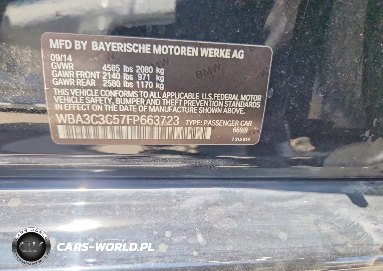 2015 BMW 320 I xDrive VIN:WBA3C3C57FP663723 - 12