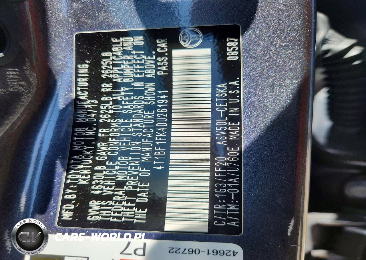 2013 Toyota Camry Se VIN:4T1BF1FK4DU261941 - 13