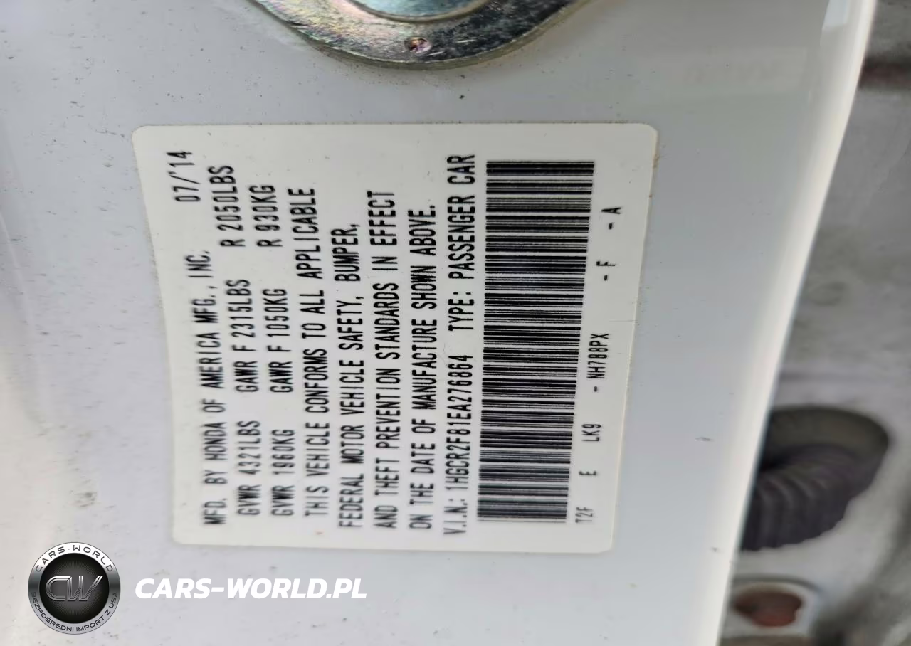 2014 Honda Accord Exl VIN:1HGCR2F81EA276864 - 12