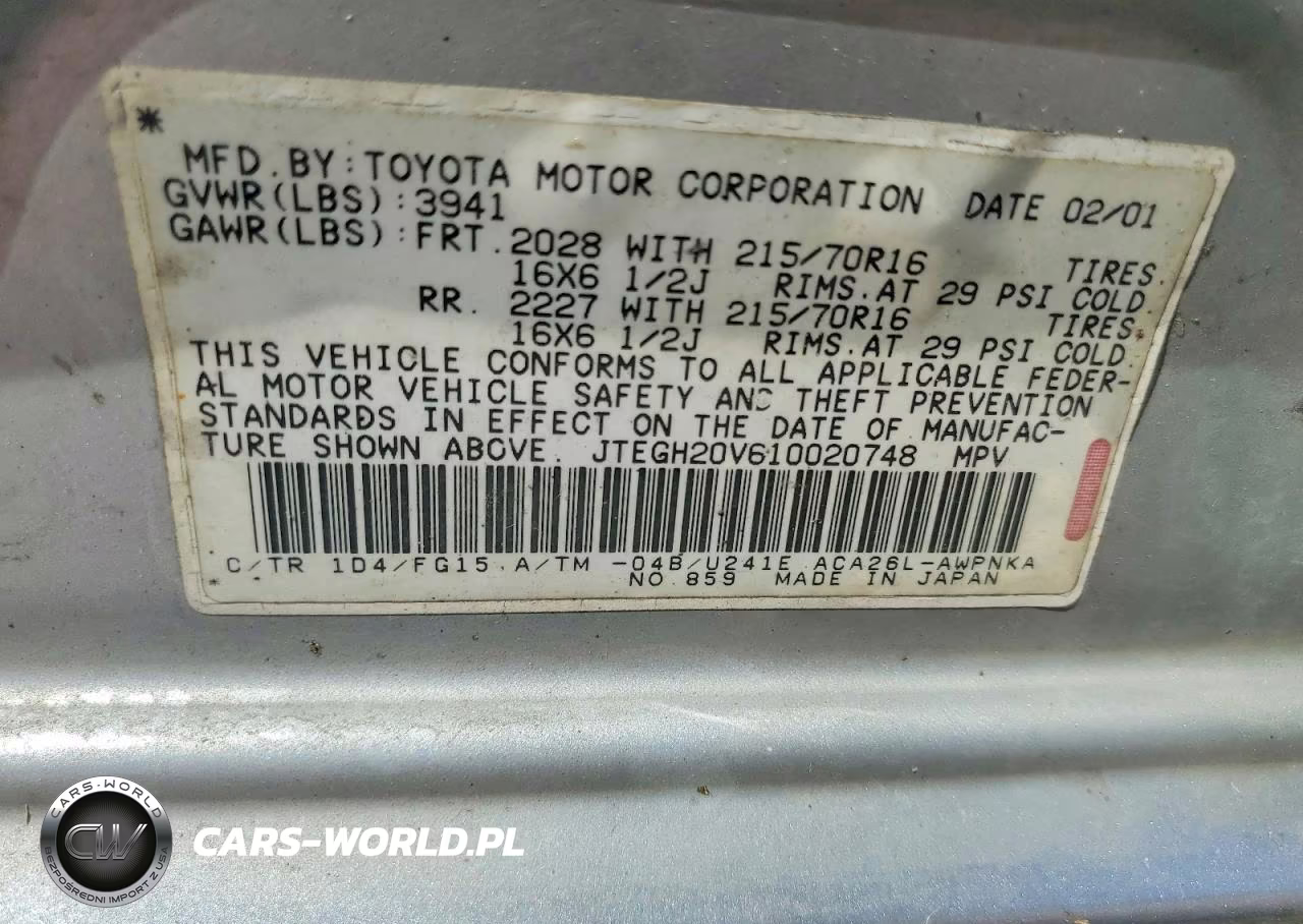 2001 Toyota Rav4 Base VIN:JTEGH20V610020748 - 14