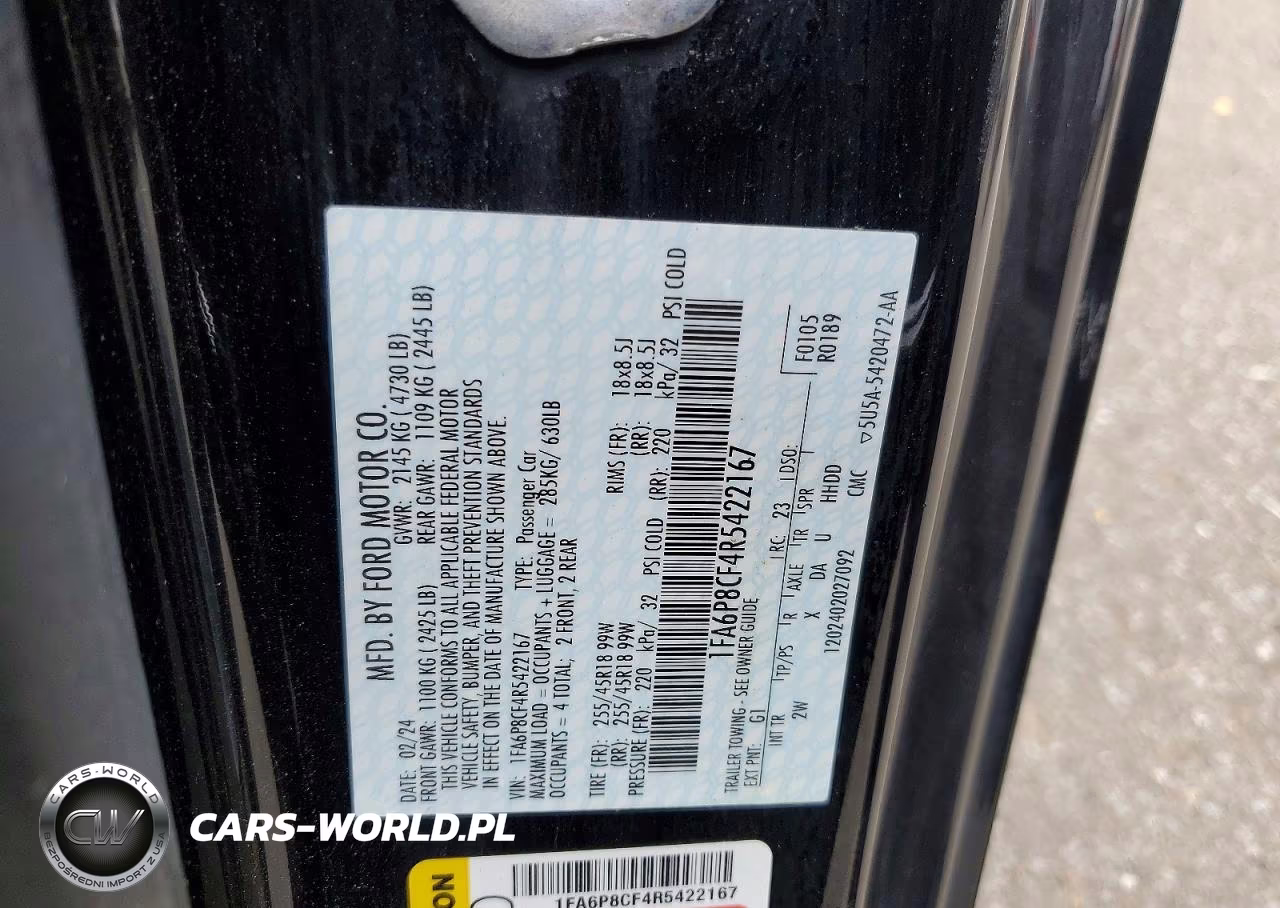 2024 Ford Mustang VIN:1FA6P8CF4R5422167 - 12