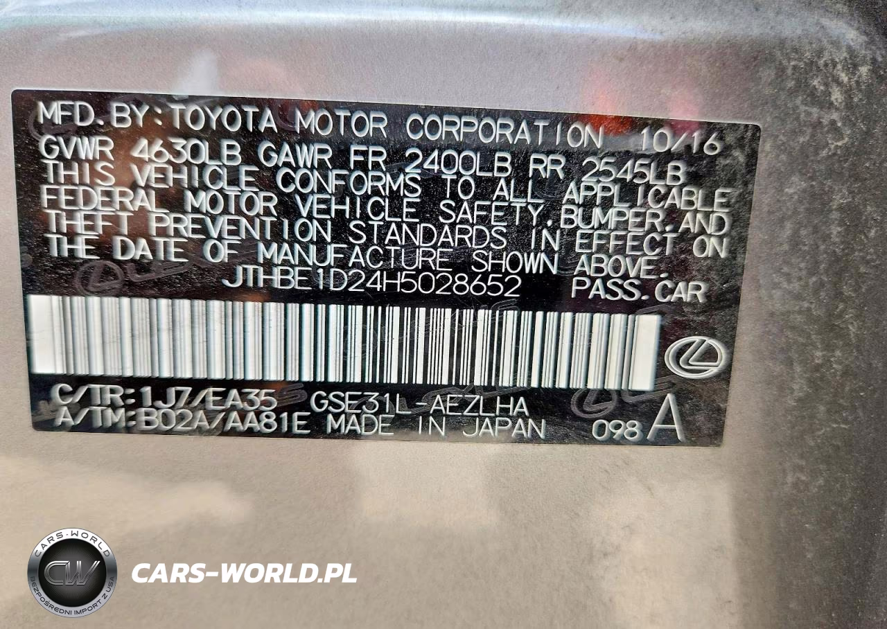 2017 Lexus Is 350 VIN:JTHBE1D24H5028652 - 12
