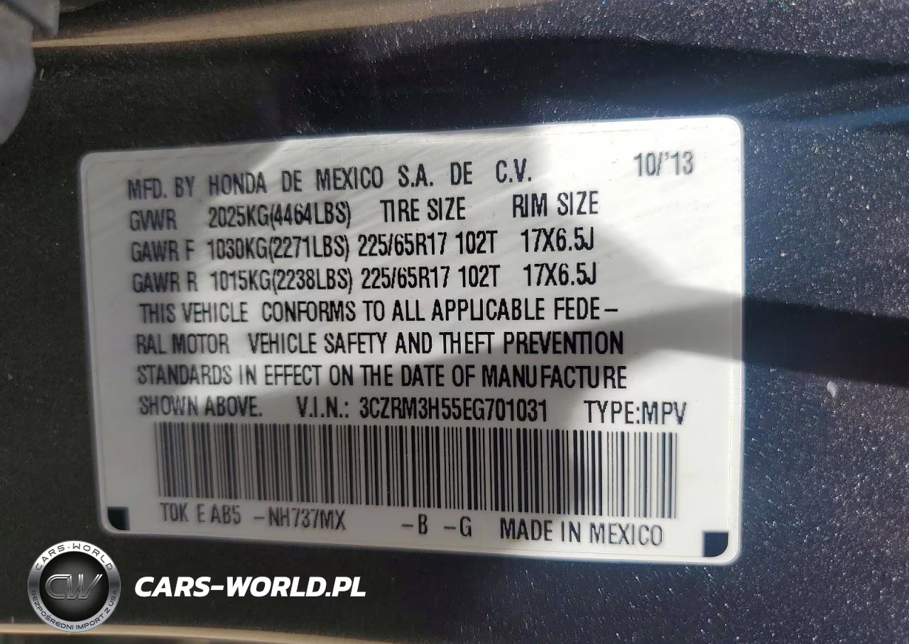 2014 Honda Cr-V Ex VIN:3CZRM3H55EG701031 - 12