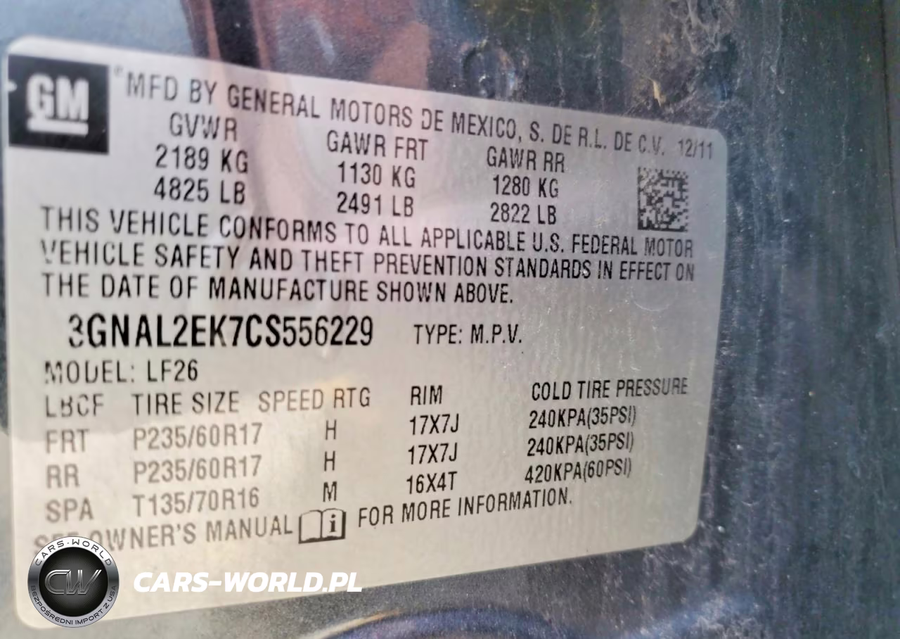 2012 Chevrolet Captiva Sport VIN:3GNAL2EK7CS556229 - 13