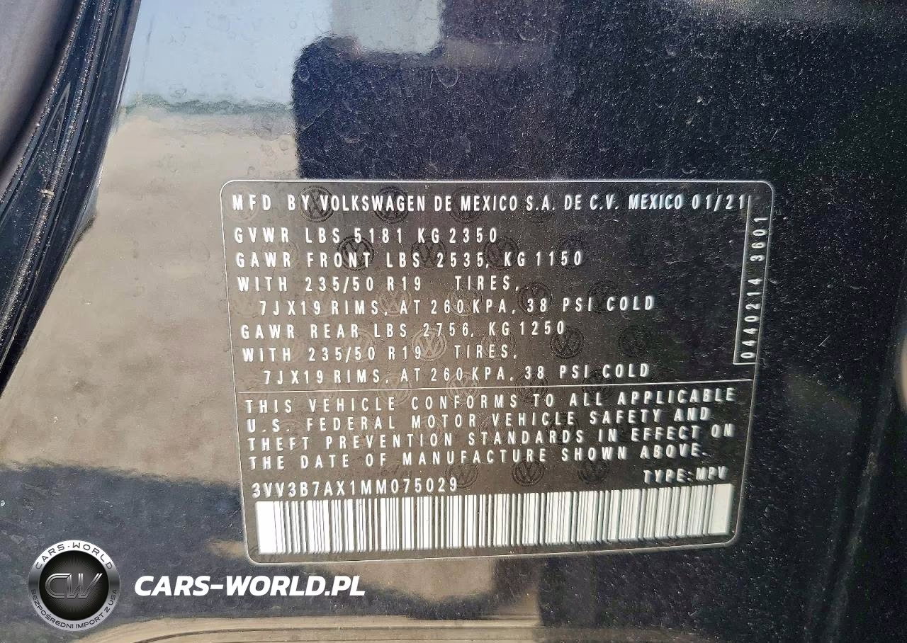 2021 Volkswagen Tiguan Se VIN:3VV3B7AX1MM075029 - 13