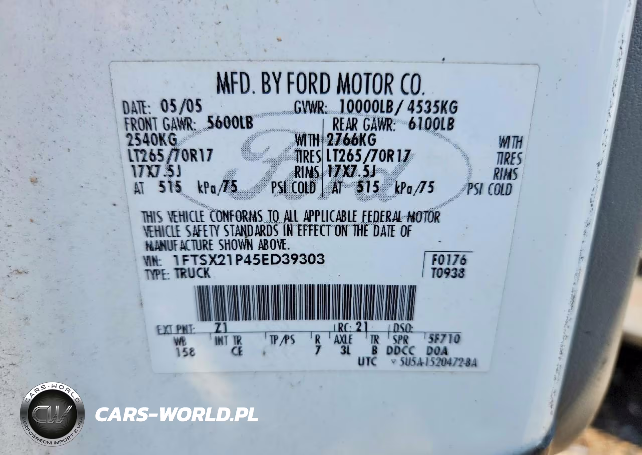 2005 Ford F250 Super Duty VIN:1FTSX21P45ED39303 - 12