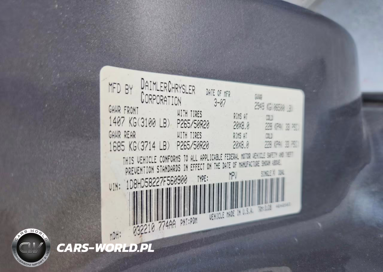 2007 Dodge Durango Limited VIN:1D8HD58227F560900 - 13