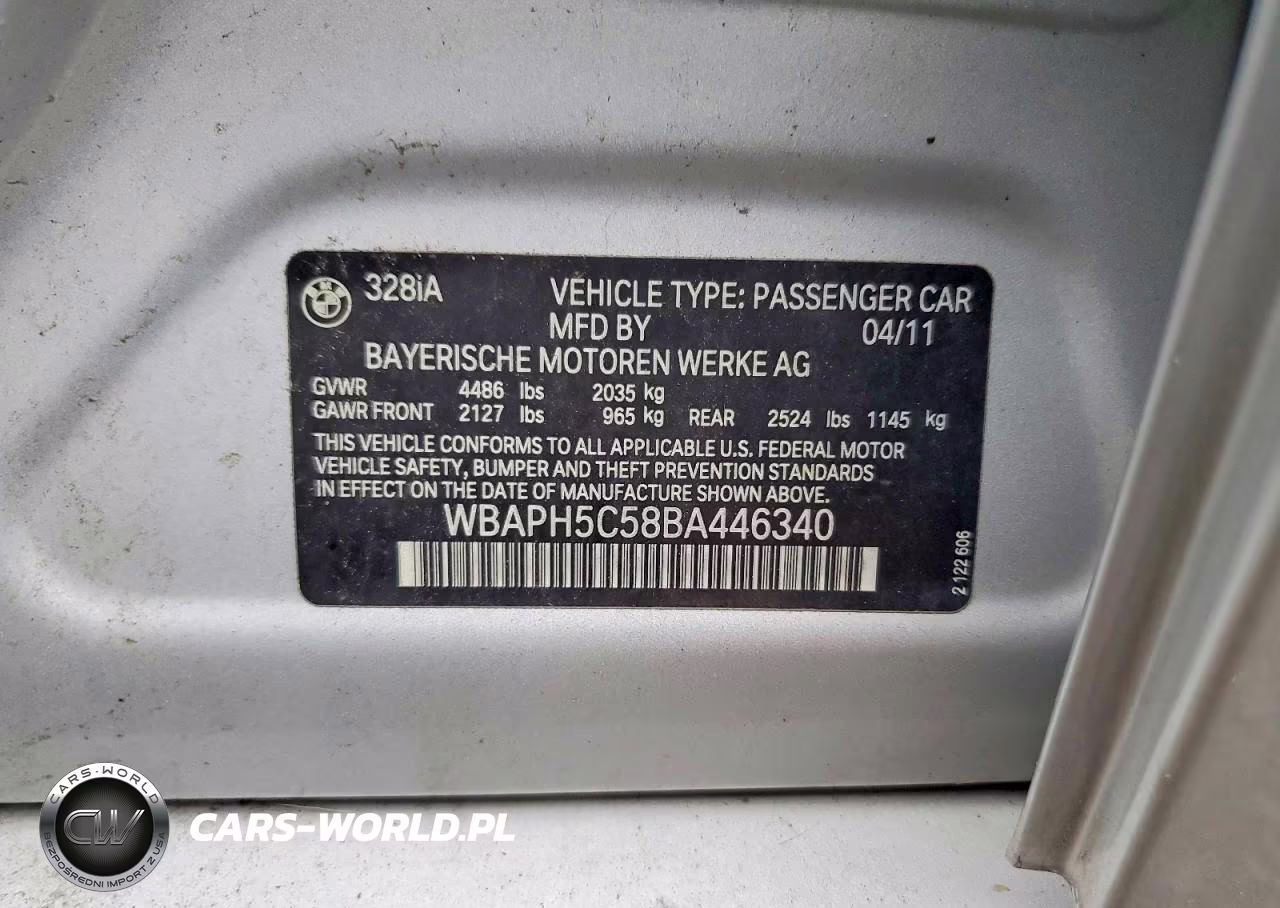 2011 BMW 328 I Sulev VIN:WBAPH5C58BA446340 - 12