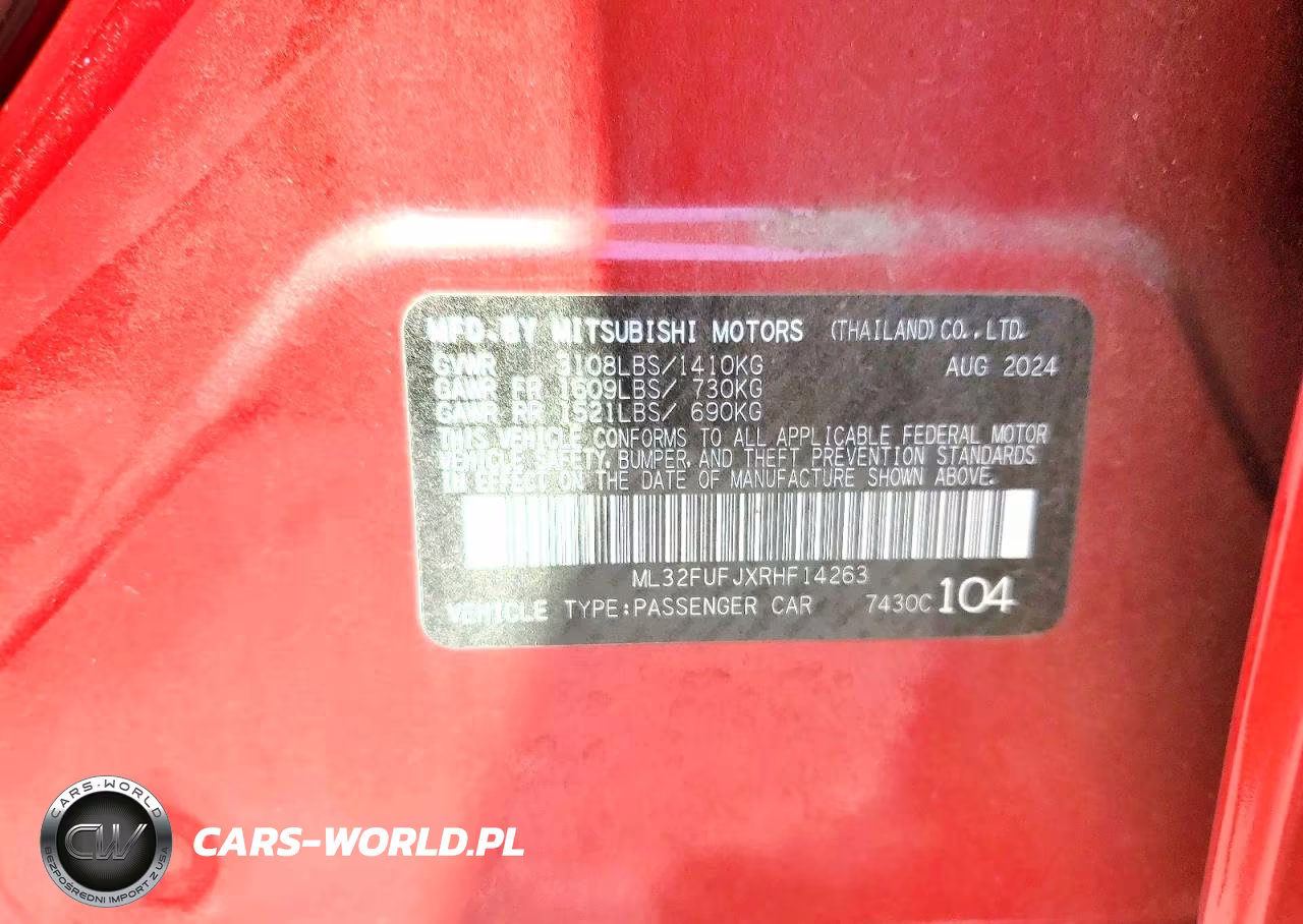 2024 Mitsubishi Mirage G4 Es VIN:ML32FUFJXRHF14263 - 12