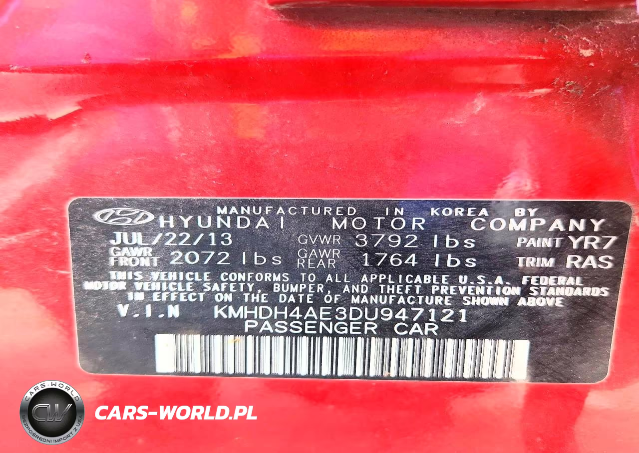 2013 Hyundai Elantra Gls VIN:KMHDH4AE3DU947121 - 13