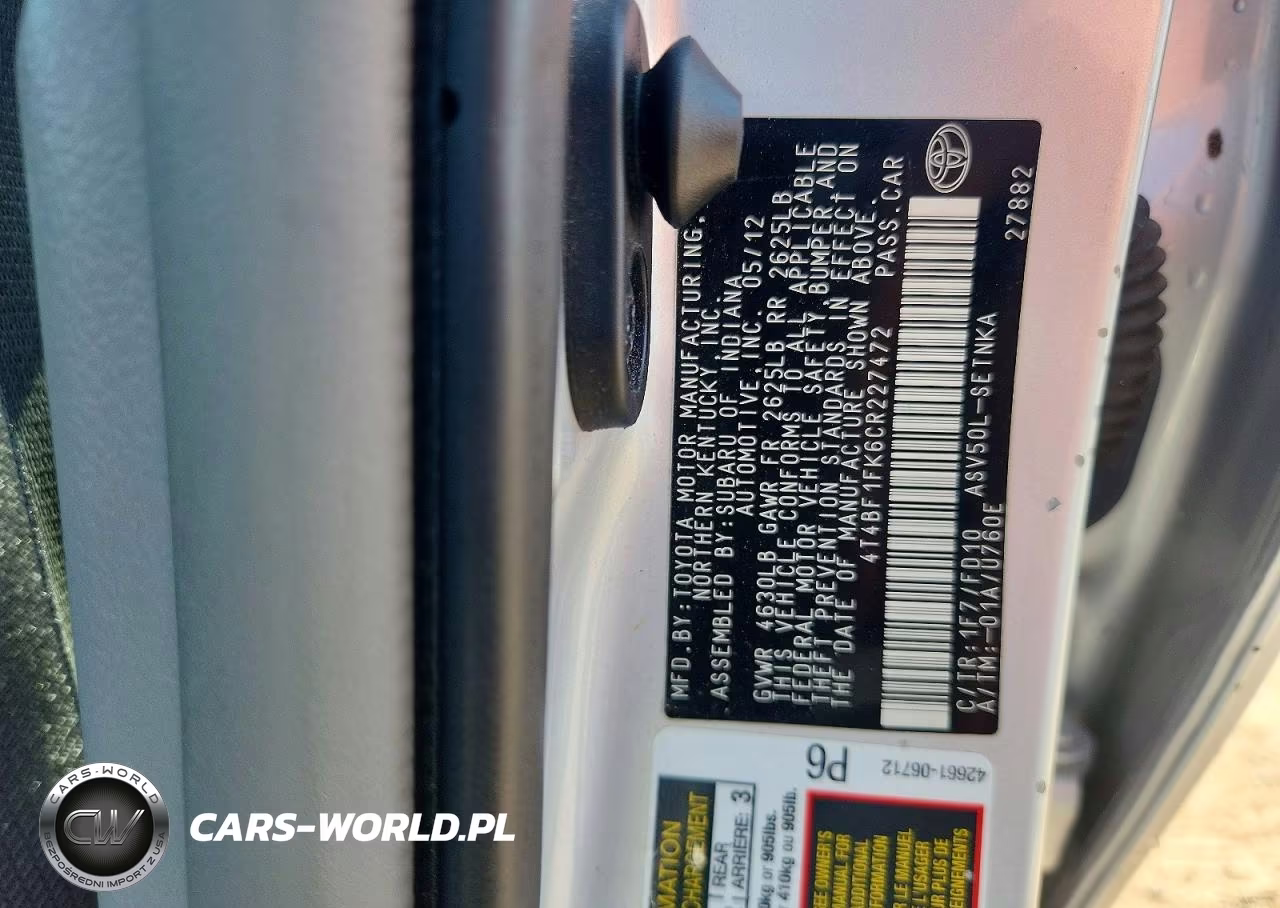 2012 Toyota Camry Le VIN:4T4BF1FK6CR227472 - 13