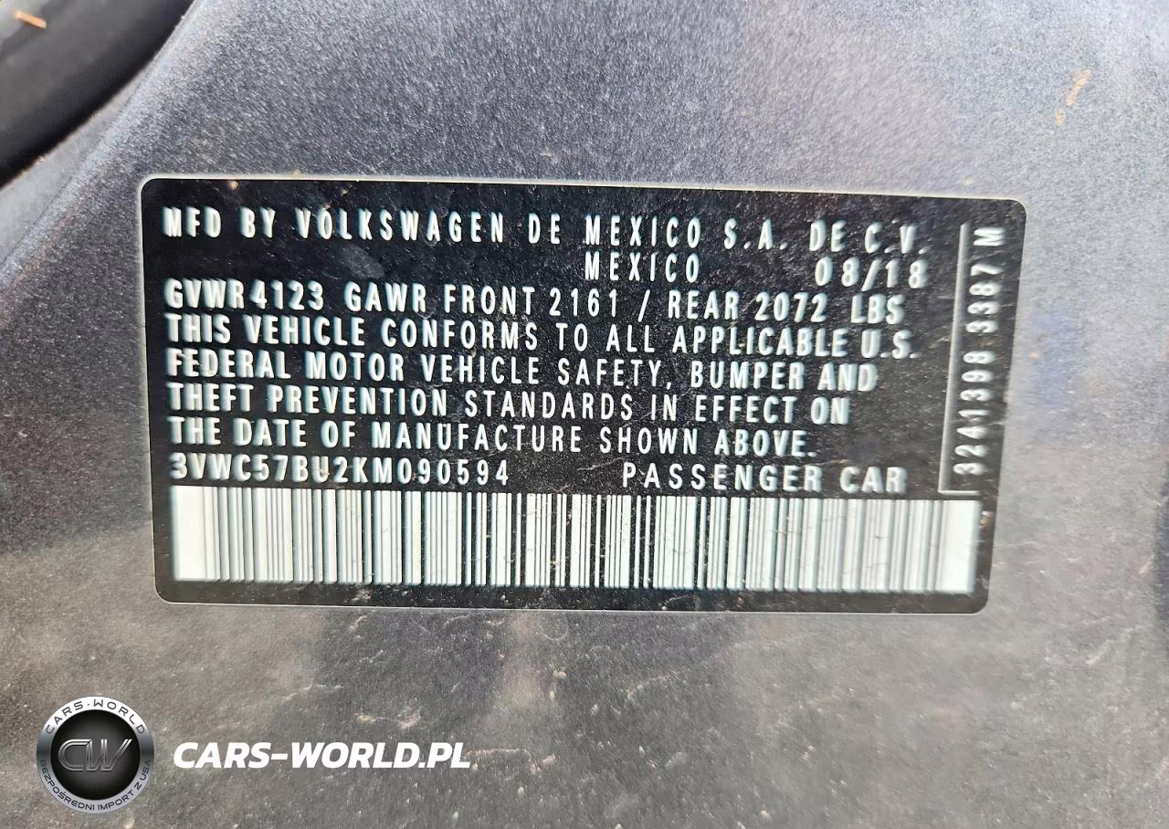 2019 Volkswagen Jetta S VIN:3VWC57BU2KM090594 - 12