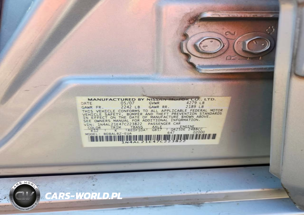 2007 Nissan Altima 2.5 VIN:1N4AL21E47C223822 - 12