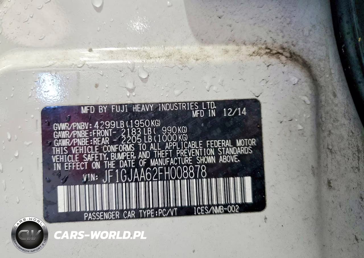 2015 Subaru Impreza VIN:JF1GJAA62FH008878 - 12