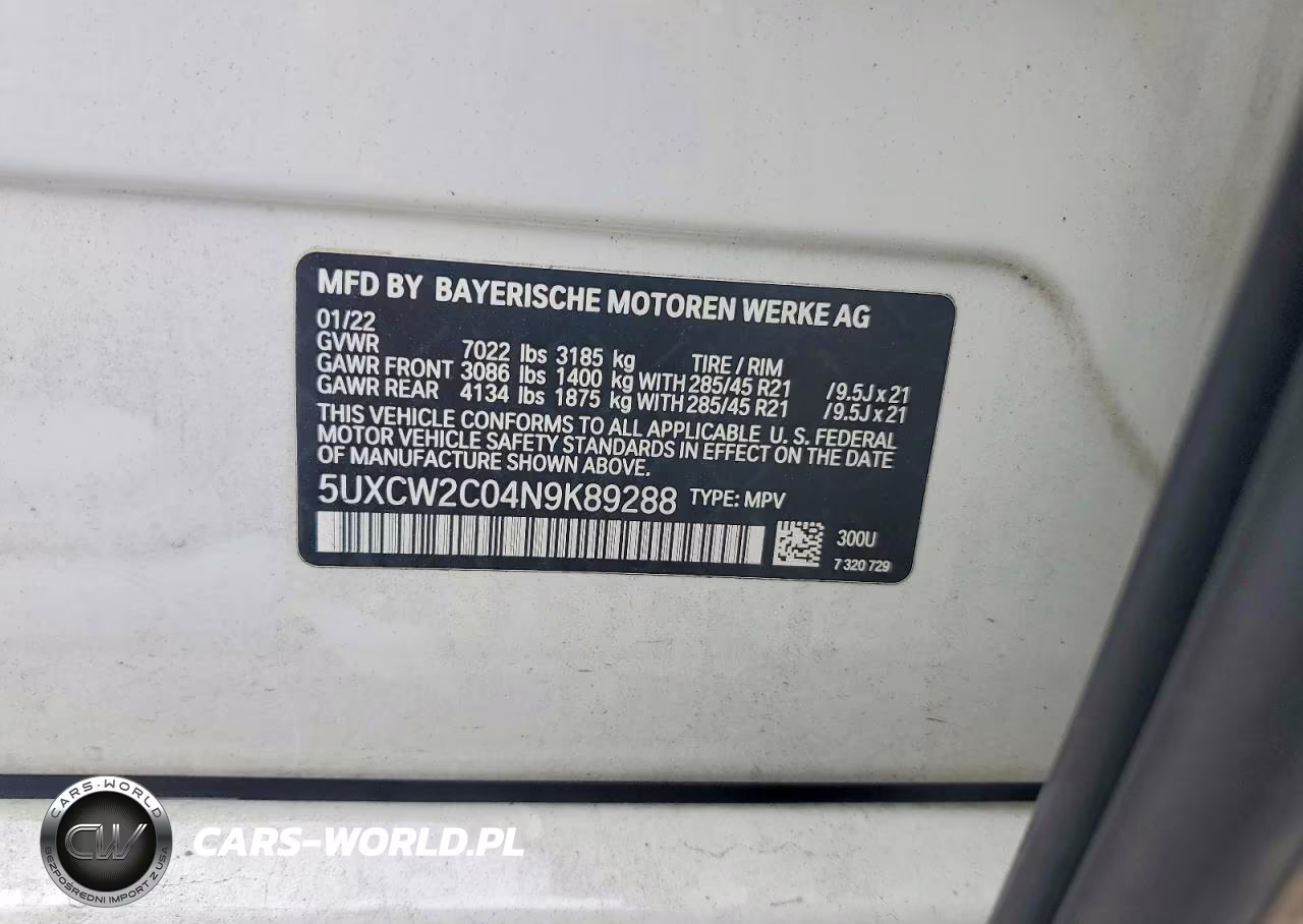 2022 BMW X7 xDrive40I VIN:5UXCW2C04N9K89288 - 13