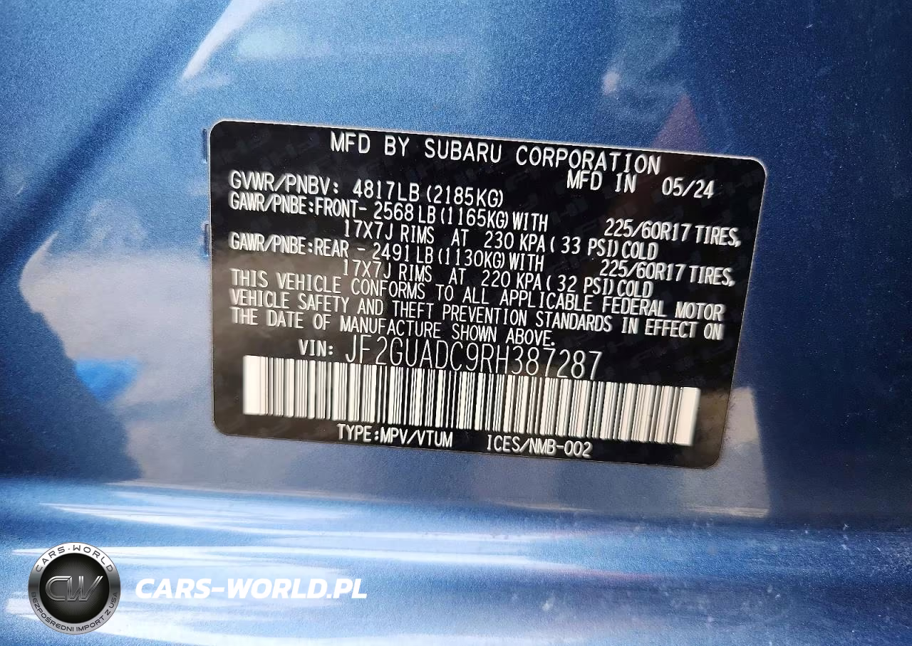 2024 Subaru Crosstrek Premium VIN:JF2GUADC9RH387287 - 13