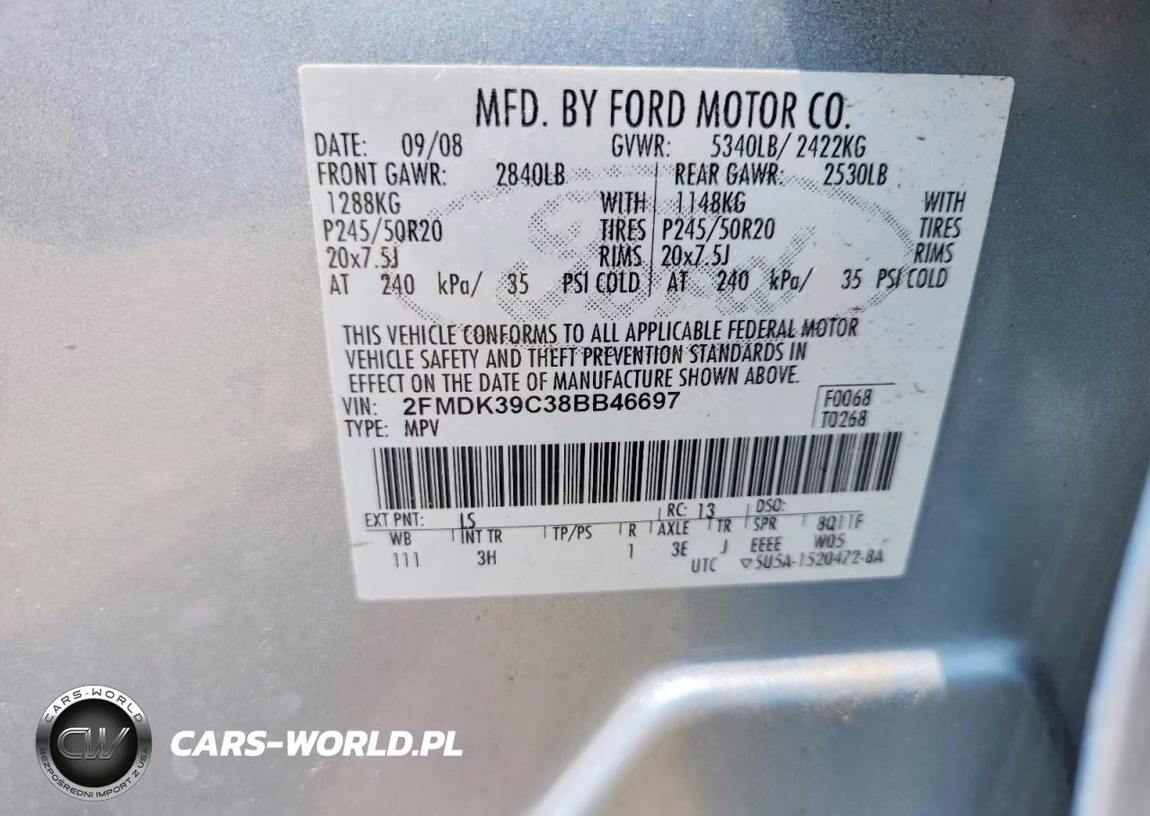 2008 Ford Edge Limited VIN:2FMDK39C38BB46697 - 13