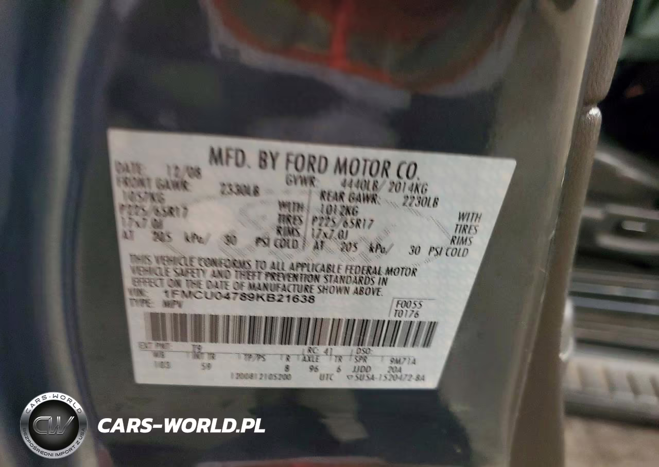 2009 Ford Escape Limited VIN:1FMCU04789KB21638 - 13
